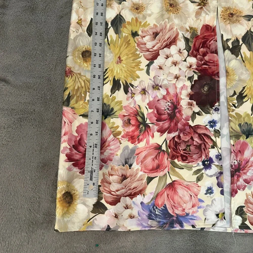 Express Satin Maxi Slip Skirt Floral Slit Front Women's XS
